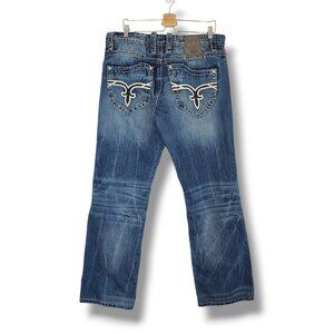 Y2K Rock Revival  Embroidered Straight Denim Jeans Blue Size 38